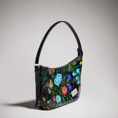 Gucci Lady Lunetta Small Shoulder Bag / Black/ Multicolor Gucci Flora Coated Canvas Palladium Hardware - Image 8