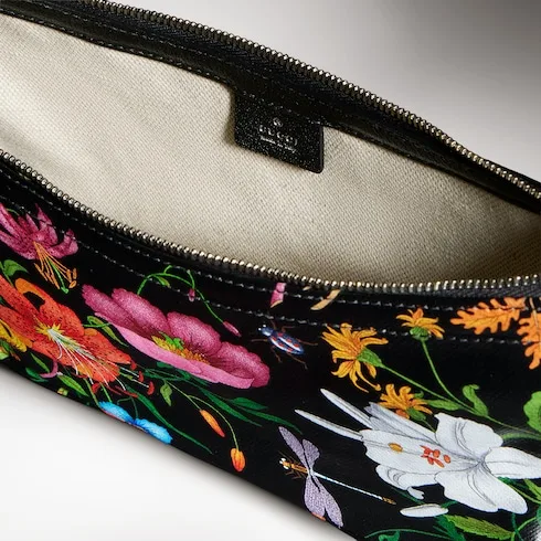 Gucci Lady Lunetta Small Shoulder Bag / Black/ Multicolor Gucci Flora Coated Canvas Palladium Hardware - Image 10
