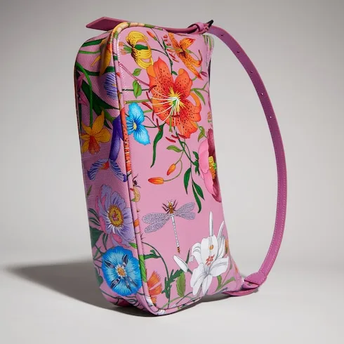 Gucci Lady Lunetta Small Shoulder Bag / Pink/ Multicolor Gucci Flora Coated Canvas Palladium Hardware - Image 9