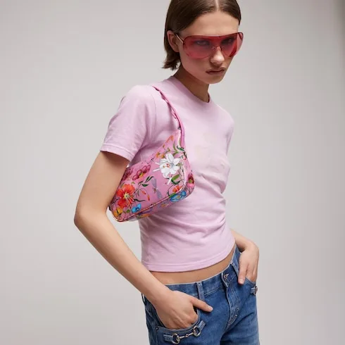 Alternative view of Gucci Lady Lunetta Small Shoulder Bag / Pink/ Multicolor Gucci Flora Coated Canvas Palladium Hardware