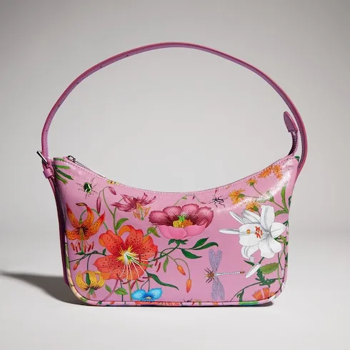 Gucci Lady Lunetta Small Shoulder Bag / Pink/ Multicolor Gucci Flora Coated Canvas Palladium Hardware - Image 6