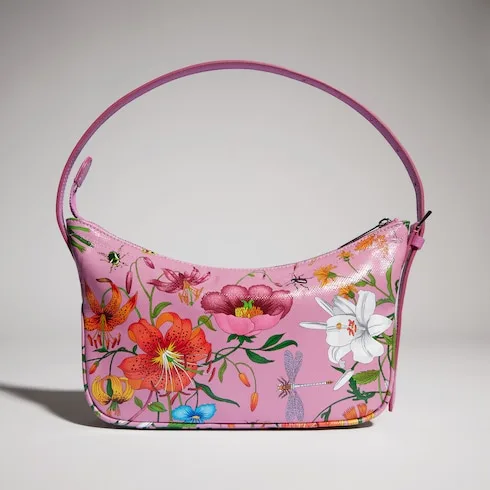 Gucci Lady Lunetta Small Shoulder Bag / Pink/ Multicolor Gucci Flora Coated Canvas Palladium Hardware - Image 5