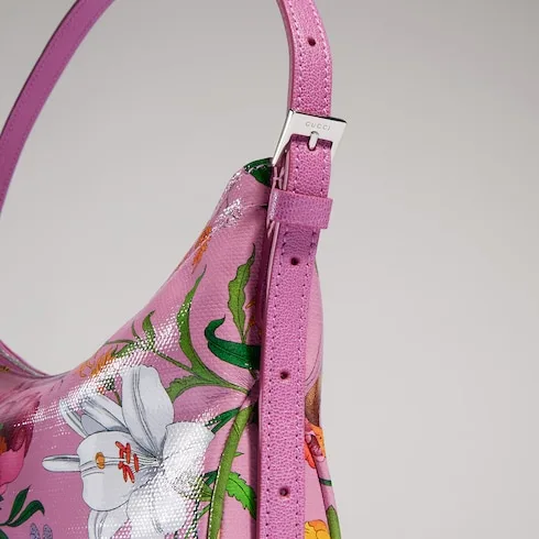Gucci Lady Lunetta Small Shoulder Bag / Pink/ Multicolor Gucci Flora Coated Canvas Palladium Hardware - Image 10