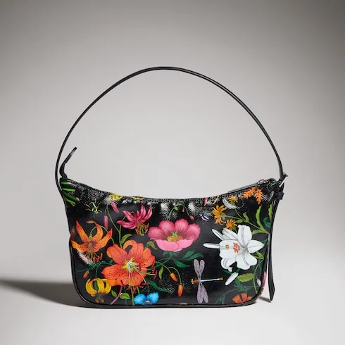 Gucci Lady Lunetta Small Shoulder Bag / Black/ Multicolor Gucci Flora Coated Canvas Palladium Hardware - Image 5