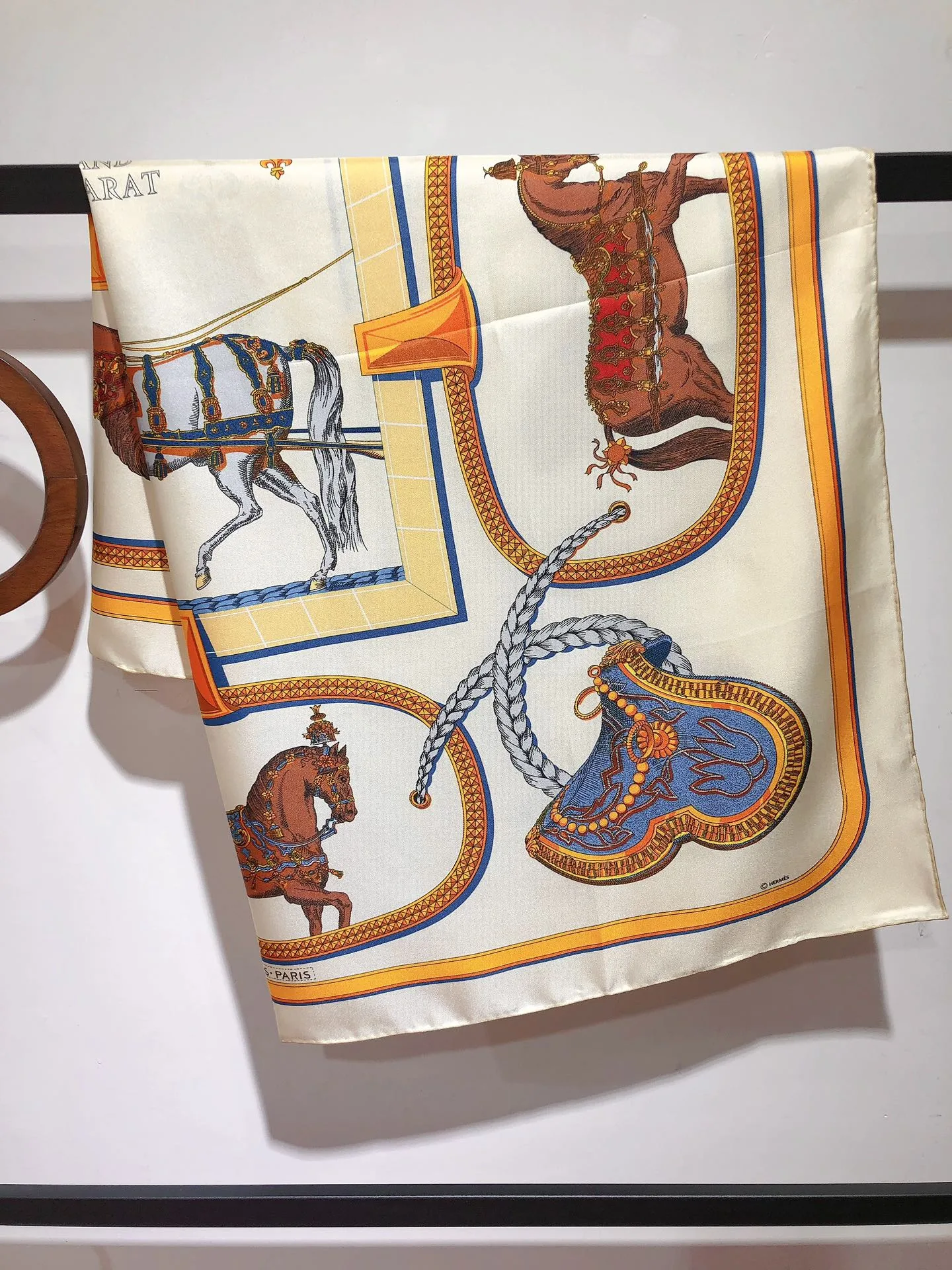 Hermes Les Parfums Monochrome Silk Scarf White - Image 3