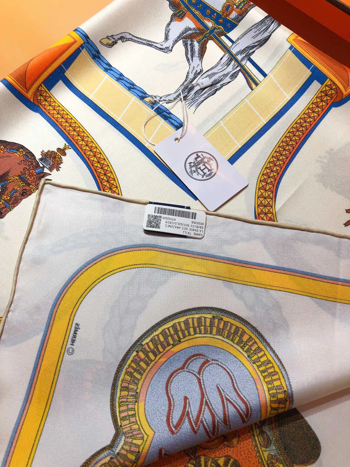Alternative view of Hermes Les Parfums Monochrome Silk Scarf White