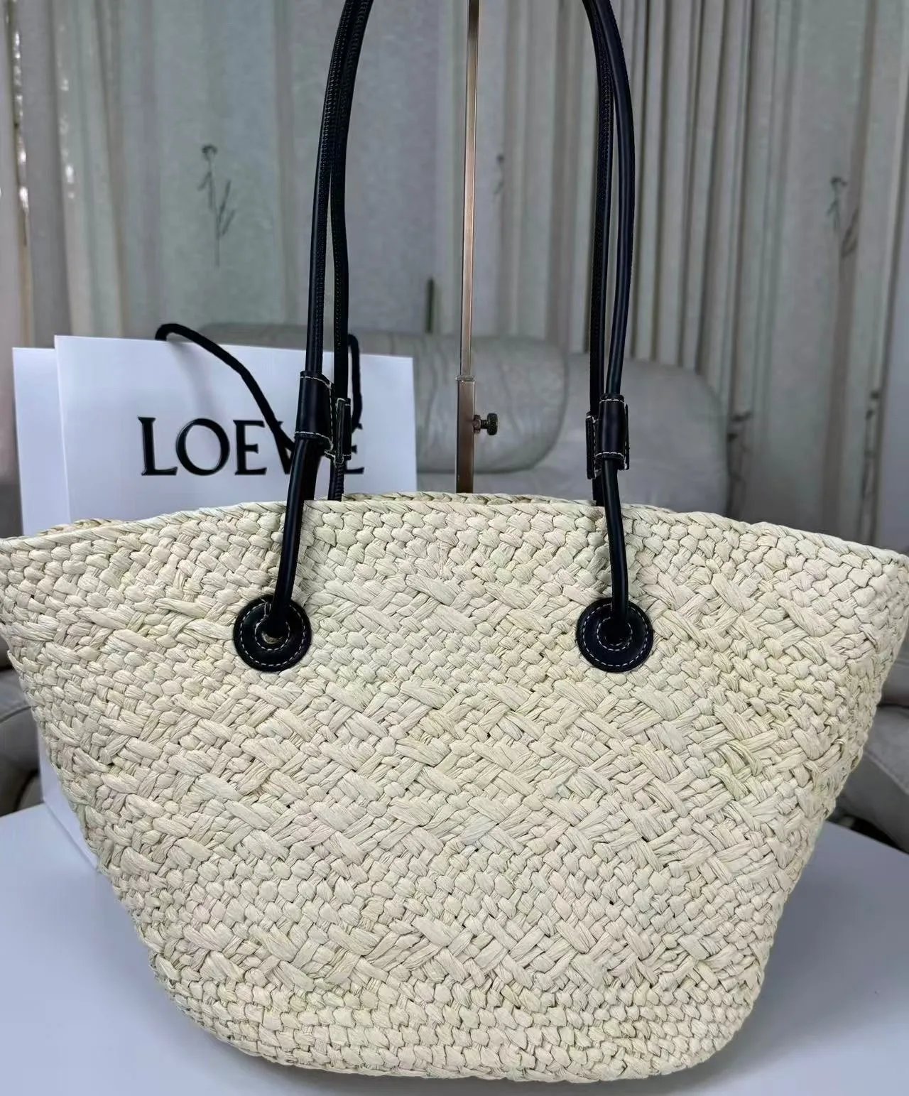 Loewe Anagram Basket Bag Beige/Black / A223T43X02 - Image 4