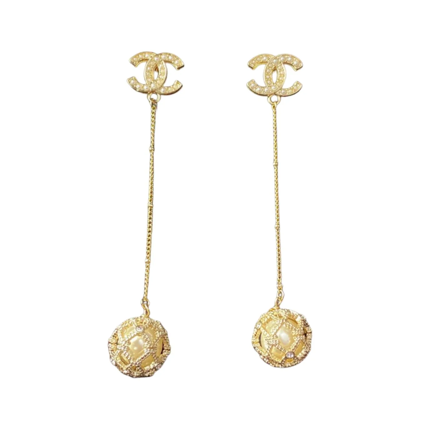 Chanel Long Earrings Gold