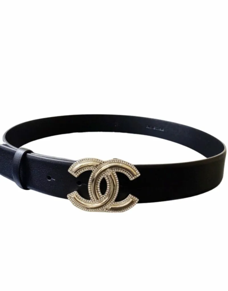 Chanel CC Silver Tone Heart Buckle Belt White - Image 8