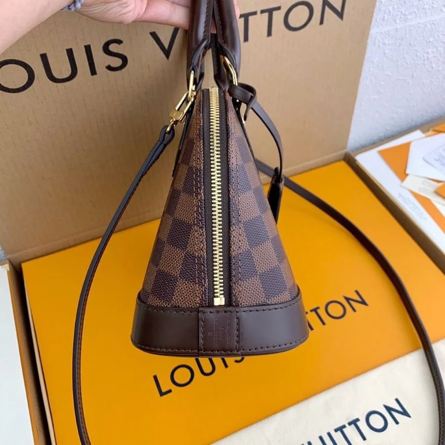 Louis Vuitton Alma BB Top Handle Bag / Damier Brown Gold Hardware - Image 5