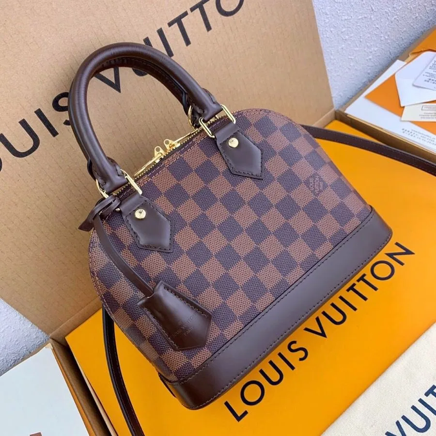 Louis Vuitton Alma BB Top Handle Bag / Damier Brown Gold Hardware - Image 4