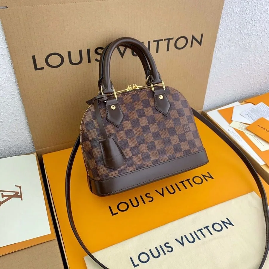 Louis Vuitton Alma BB Top Handle Bag / Damier Brown Gold Hardware - Image 3