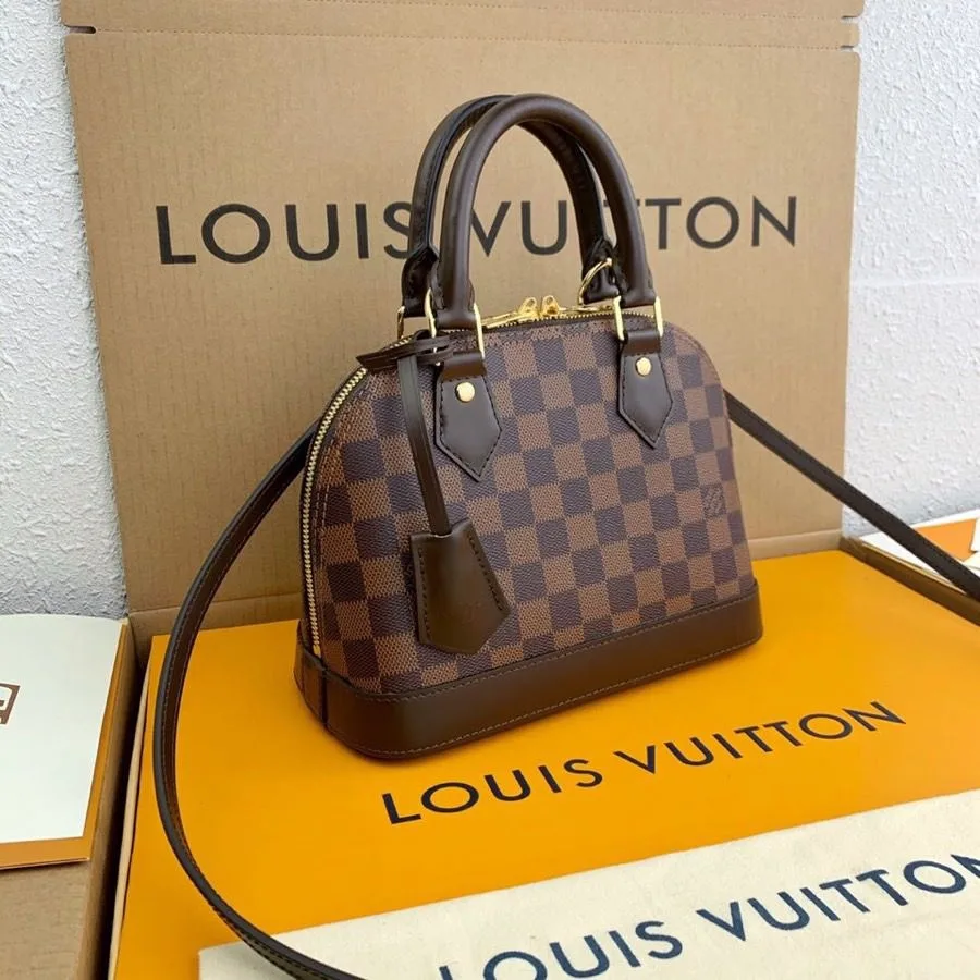 Alternative view of Louis Vuitton Alma BB Top Handle Bag / Damier Brown Gold Hardware