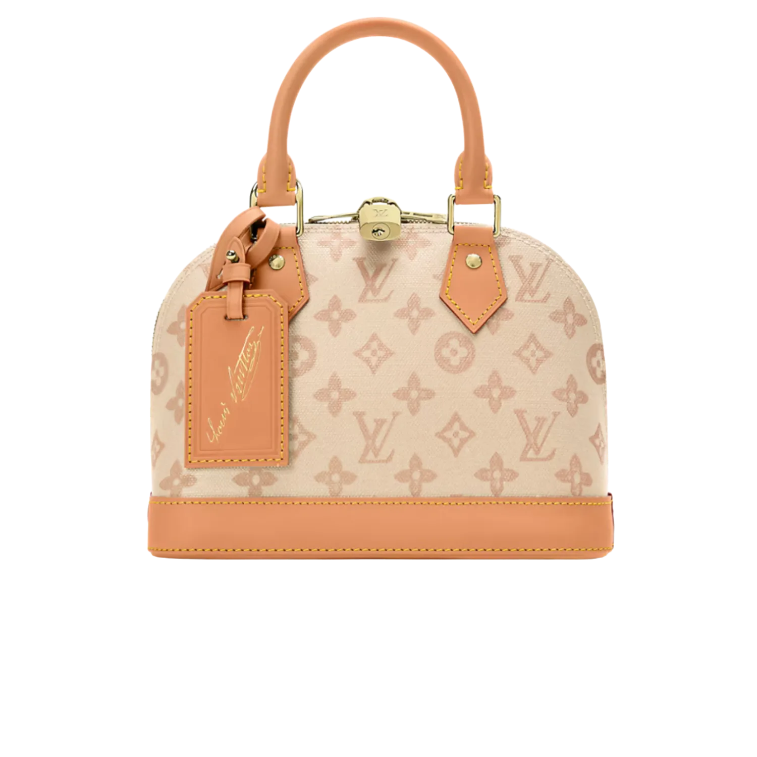 Louis Vuitton Alma BB Top Handle Bag / Monogram Origine Lin Gold Hardware