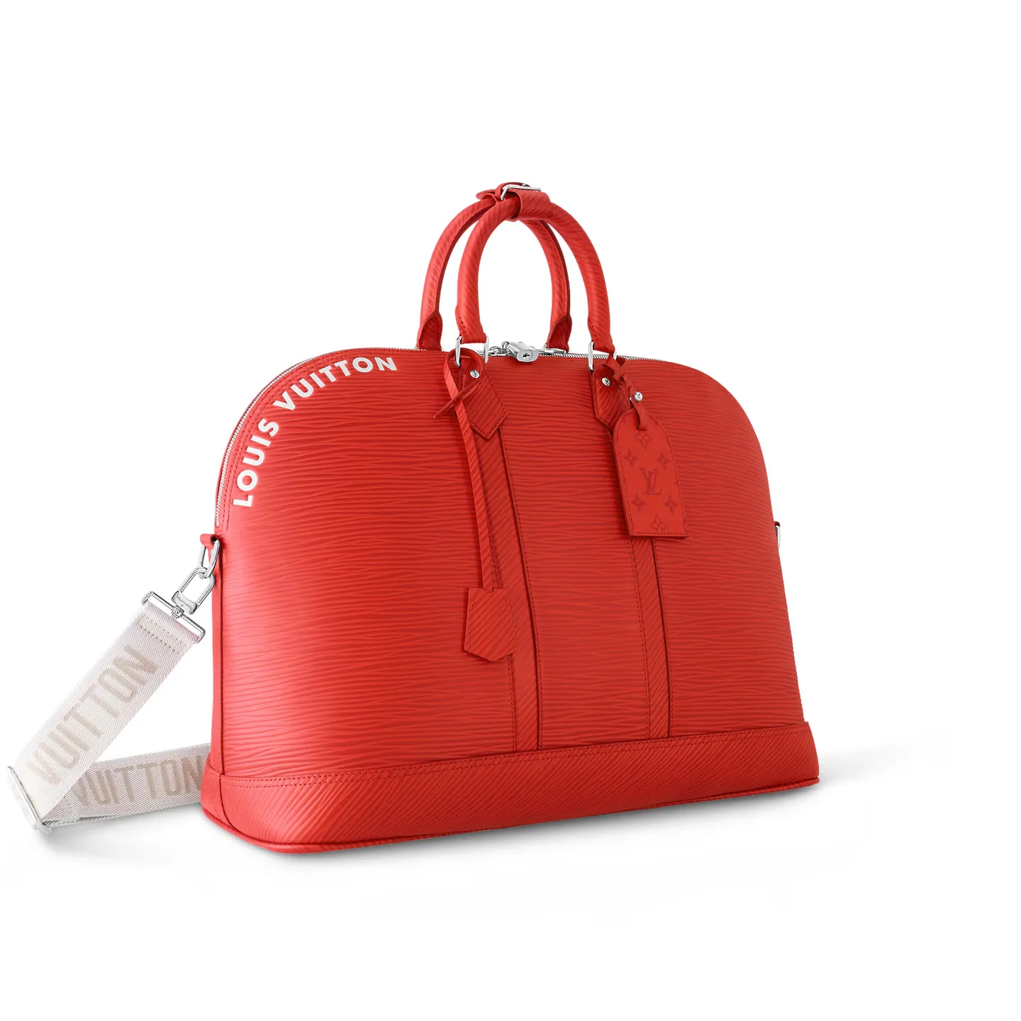 Louis Vuitton Alma Travel GM Top Handle Bag / Red Silver Hardware - Image 4