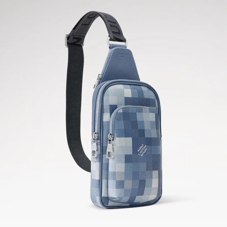Louis Vuitton Avenue Slingbag PM Crossbody / Indigo Blue Damoflage Silver Hardware - Image 3