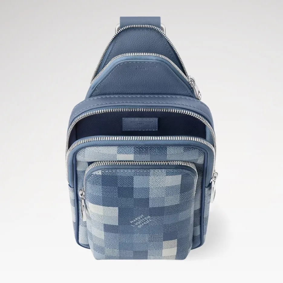 Louis Vuitton Avenue Slingbag PM Crossbody / Indigo Blue Damoflage Silver Hardware - Image 4