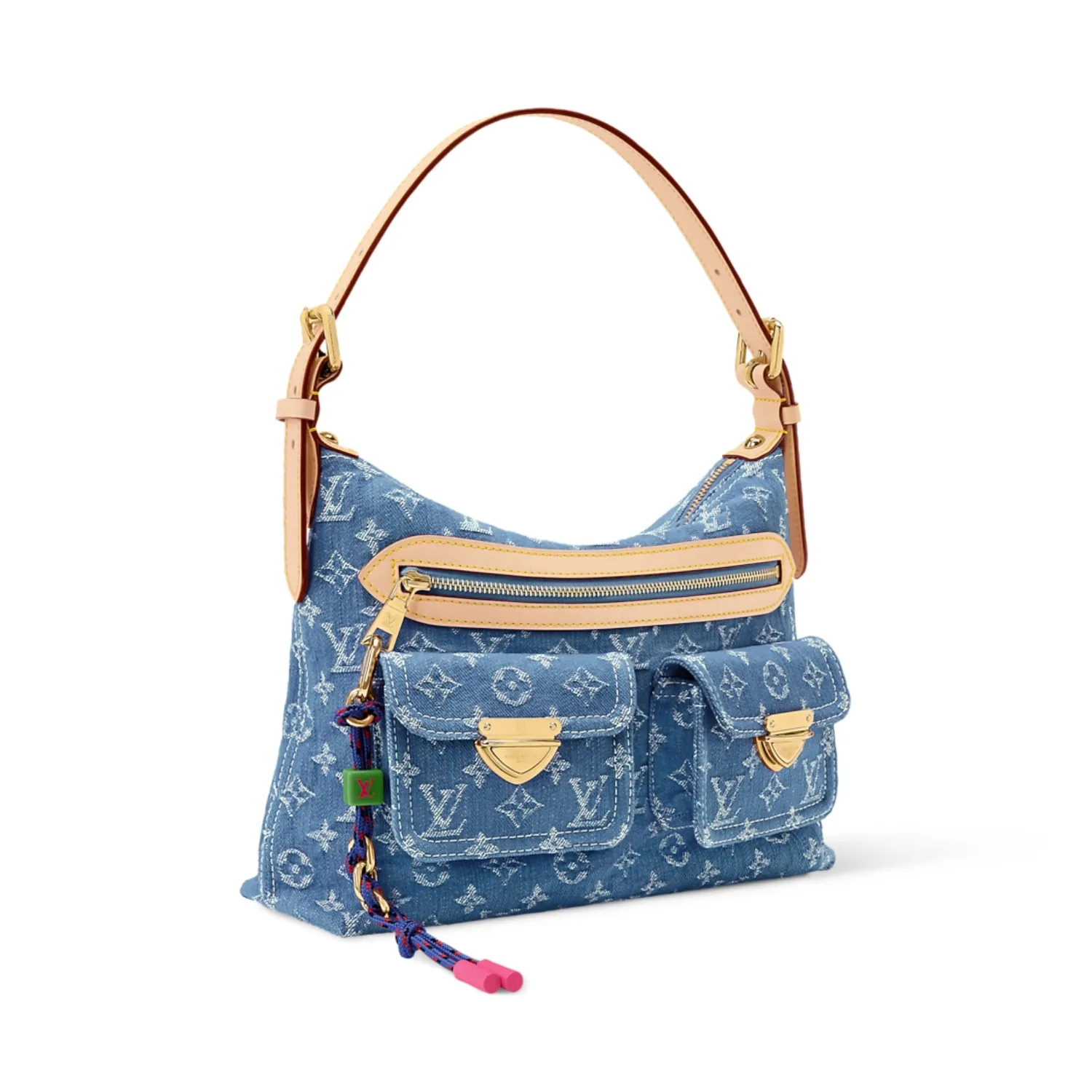 Louis Vuitton Baggy Shouder Bag / Blue Denim Gold Hardware - Image 3
