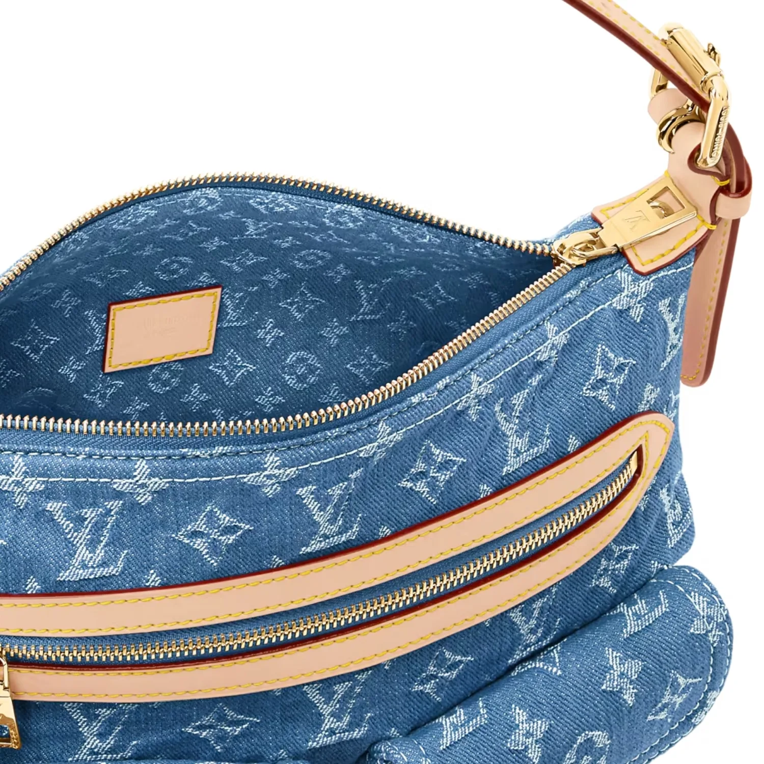 Louis Vuitton Baggy Shouder Bag / Blue Denim Gold Hardware - Image 6