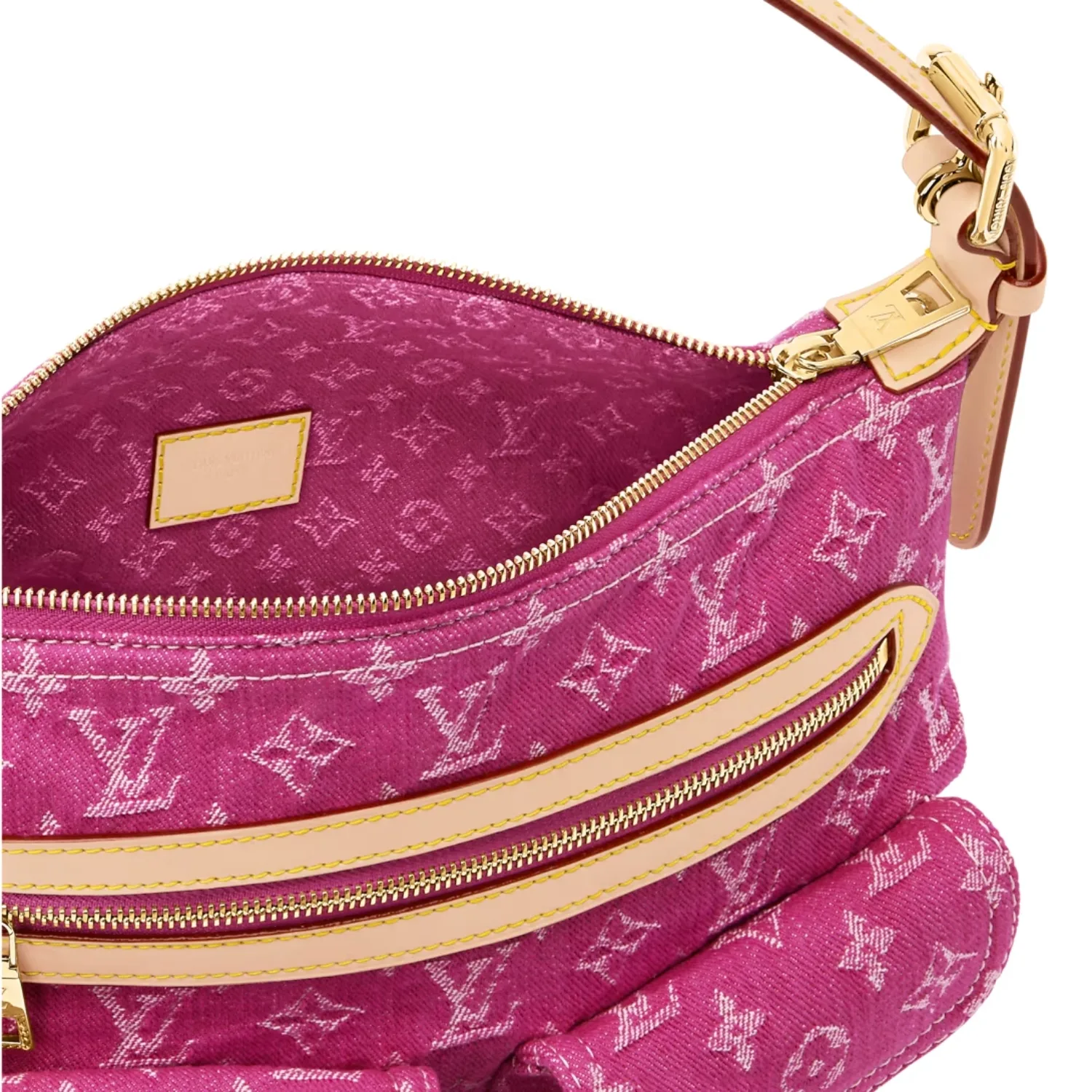 Louis Vuitton Baggy Shouder Bag / Fuchsia Denim Gold Hardware - Image 4