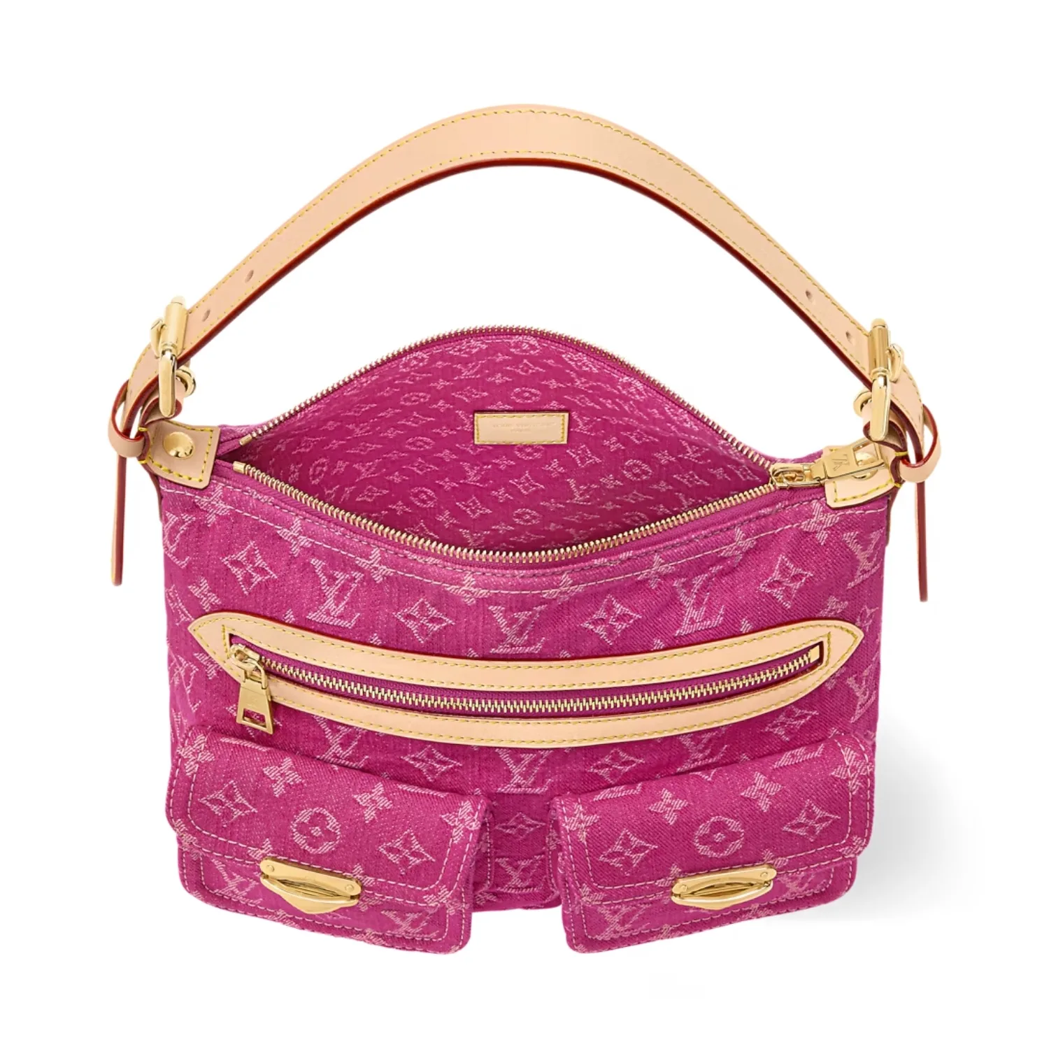 Louis Vuitton Baggy Shouder Bag / Fuchsia Denim Gold Hardware - Image 5