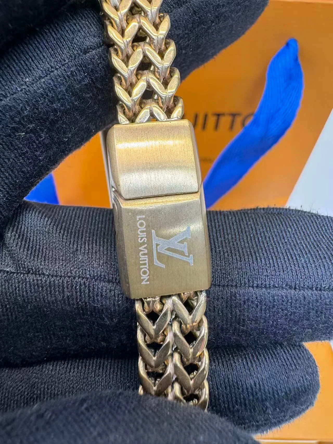 Louis Vuitton Monogram Chain Braided Bracelet Gold Hardware - Image 5