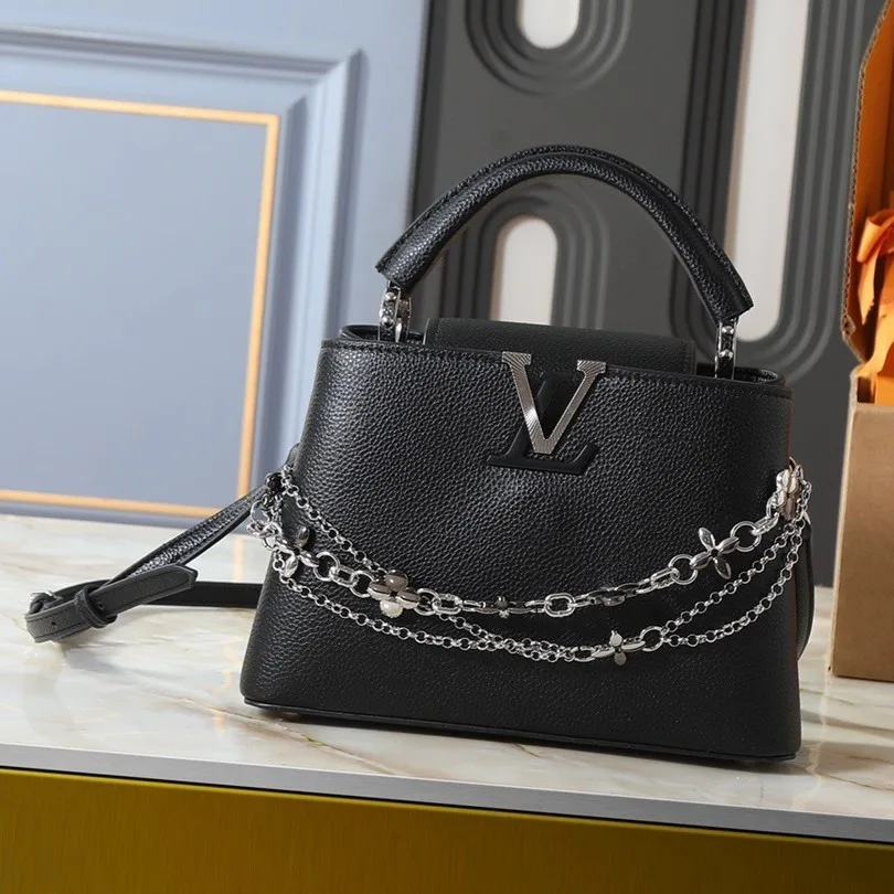 Louis Vuitton Capucines BB Top Handle Bag / Black Silver/ Gold Hardware - Image 2