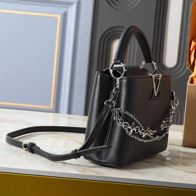Louis Vuitton Capucines BB Top Handle Bag / Black Silver/ Gold Hardware - Image 3