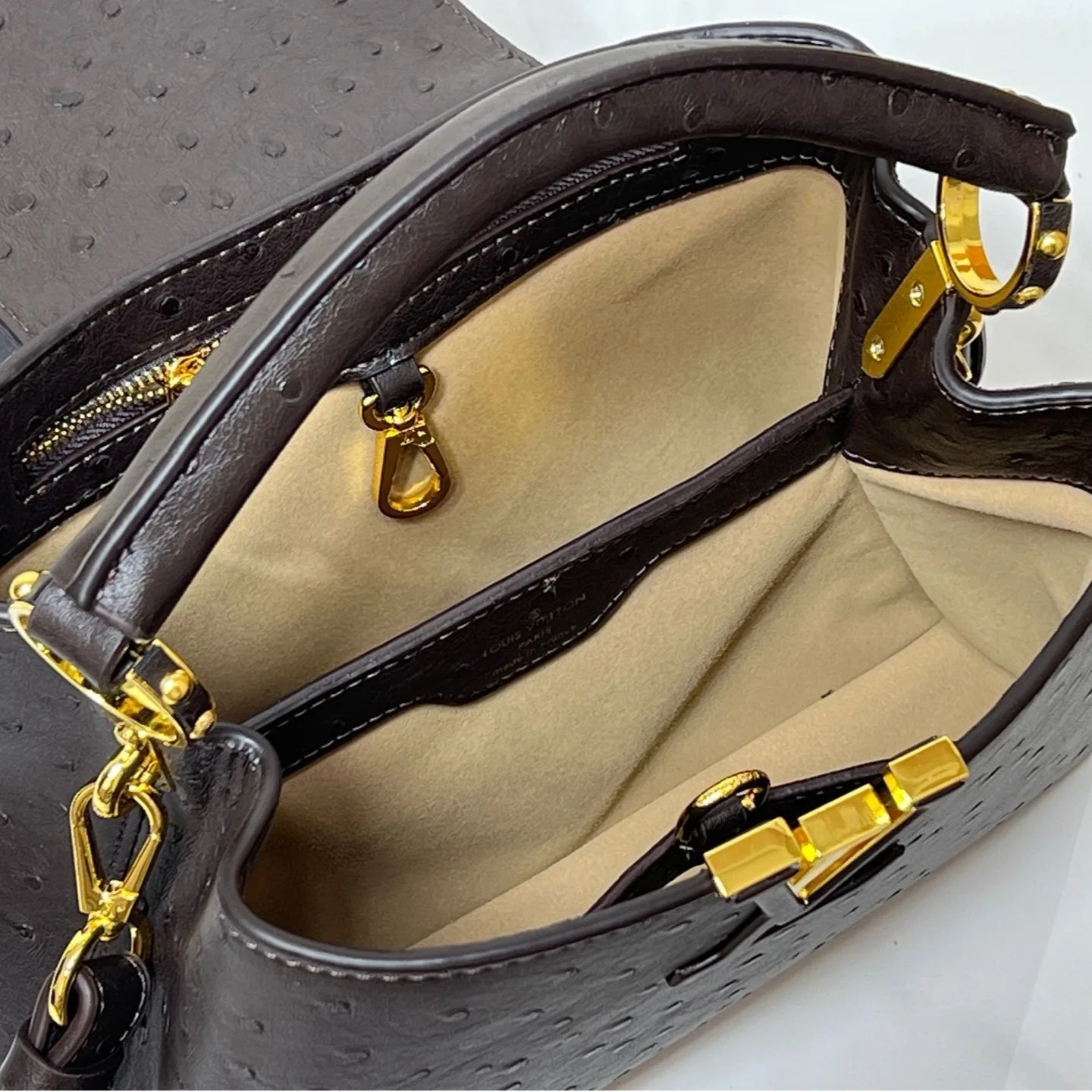 Louis Vuitton Capucines BB Top Handle Bag / Dark Brown Gold Hardware - Image 8
