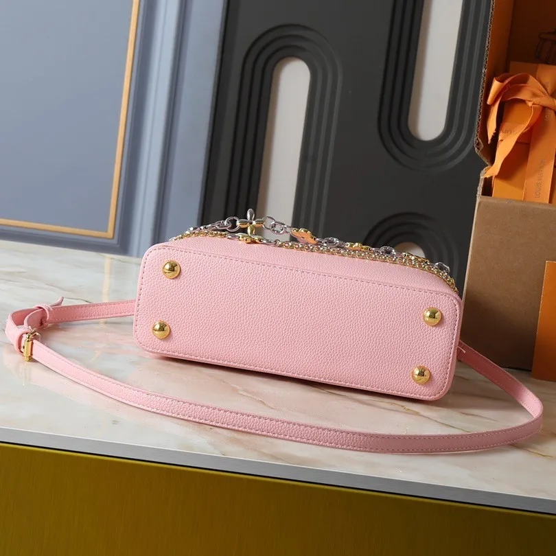 Louis Vuitton Capucines BB Top Handle Bag / Jasmine Pink Silver/ Gold Hardware - Image 6