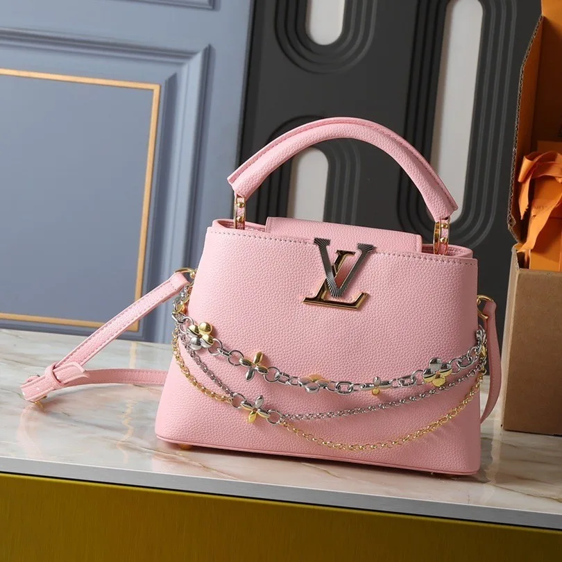 Louis Vuitton Capucines BB Top Handle Bag / Jasmine Pink Silver/ Gold Hardware - Image 3