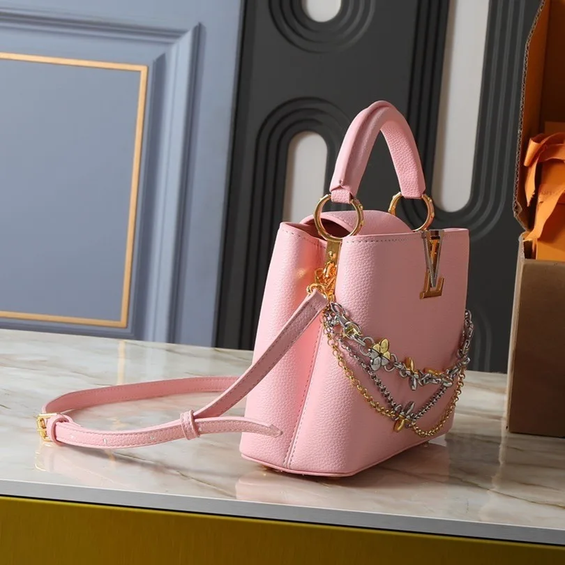 Louis Vuitton Capucines BB Top Handle Bag / Jasmine Pink Silver/ Gold Hardware - Image 5