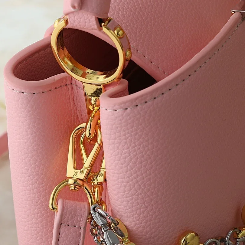 Louis Vuitton Capucines BB Top Handle Bag / Jasmine Pink Silver/ Gold Hardware - Image 9