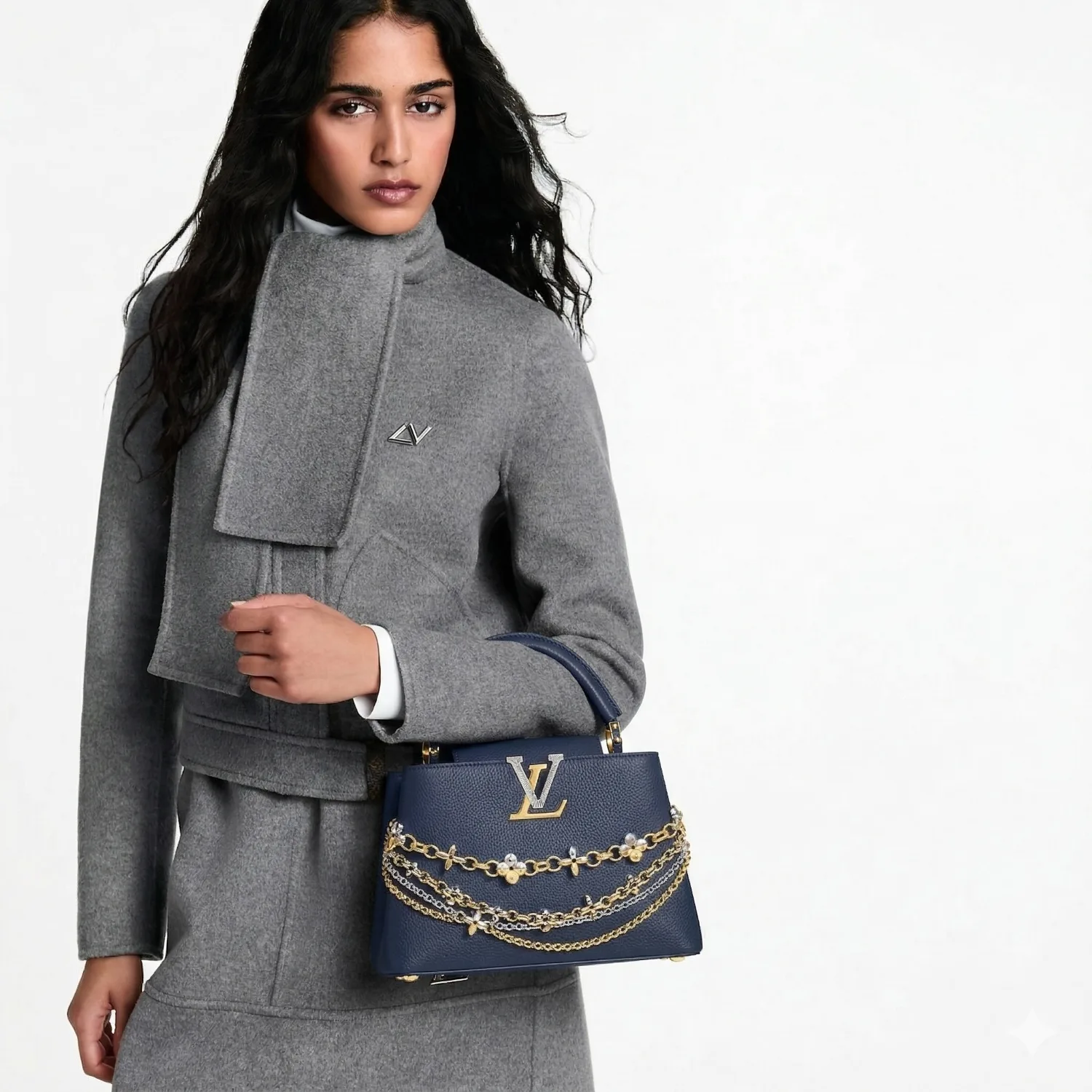 Alternative view of Louis Vuitton Capucines BB Top Handle Bag / Navy Blue Silver/ Gold Hardware