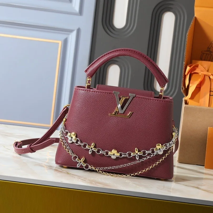 Louis Vuitton Capucines BB Top Handle Bag / Plum Purple Silver/ Gold Hardware - Image 2