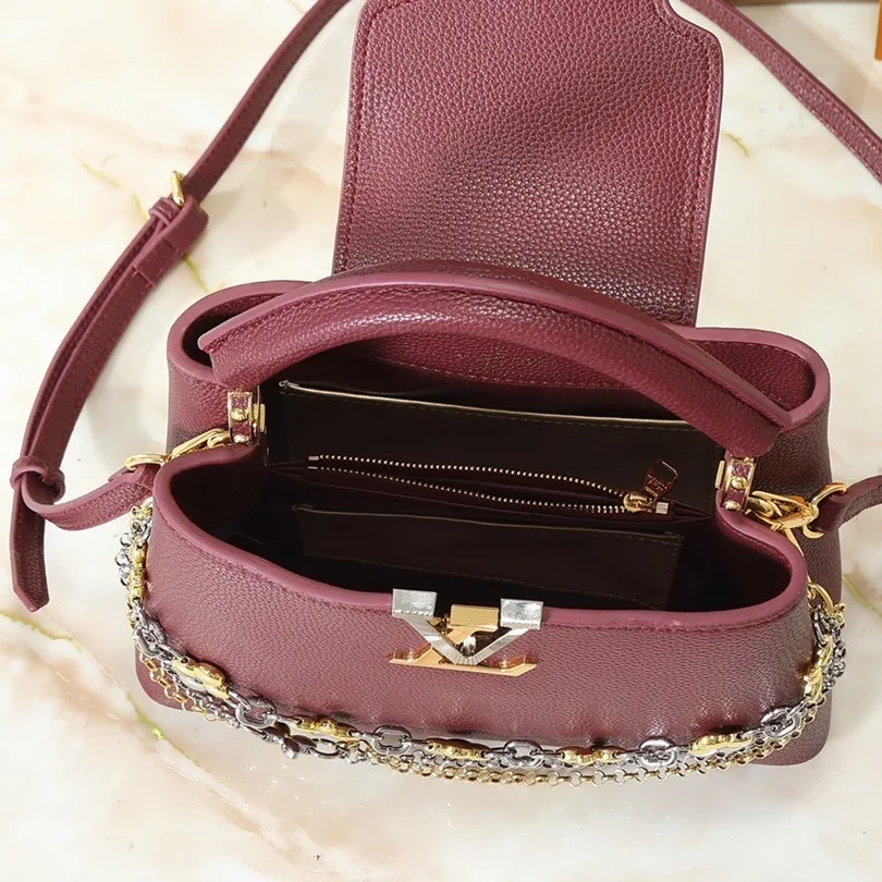 Louis Vuitton Capucines BB Top Handle Bag / Plum Purple Silver/ Gold Hardware - Image 4