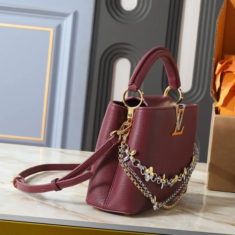 Louis Vuitton Capucines BB Top Handle Bag / Plum Purple Silver/ Gold Hardware - Image 5