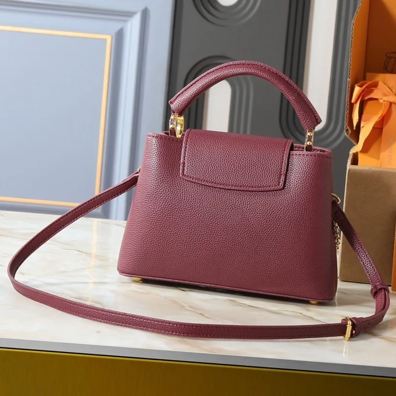 Louis Vuitton Capucines BB Top Handle Bag / Plum Purple Silver/ Gold Hardware - Image 3