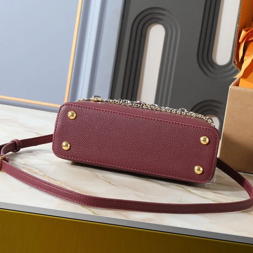 Louis Vuitton Capucines BB Top Handle Bag / Plum Purple Silver/ Gold Hardware - Image 6