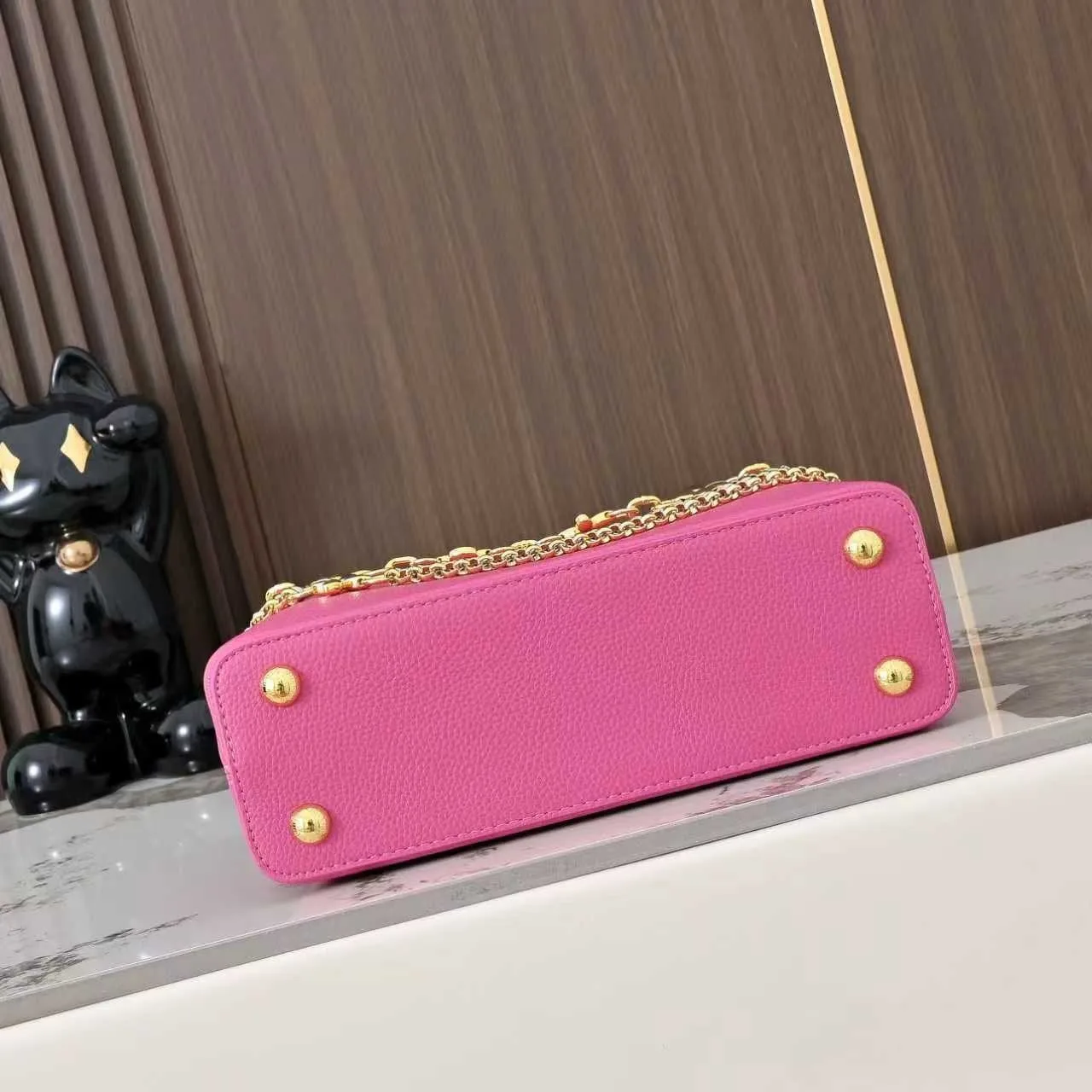 Louis Vuitton Capucines BB Top Handle Bag / Raspberry Silver/ Gold Hardware - Image 6