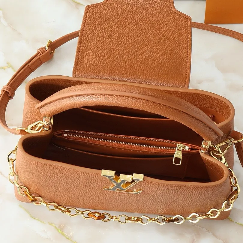 Louis Vuitton Capucines BB Top Handle Bag / Tan Gold Hardware - Image 5