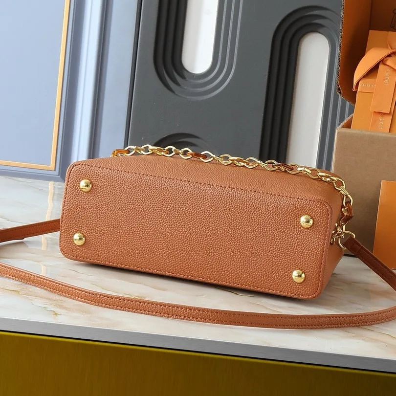 Louis Vuitton Capucines BB Top Handle Bag / Tan Gold Hardware - Image 6