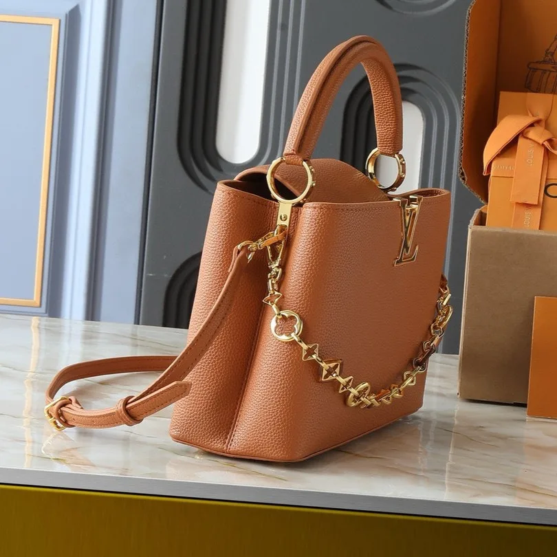 Louis Vuitton Capucines BB Top Handle Bag / Tan Gold Hardware - Image 3