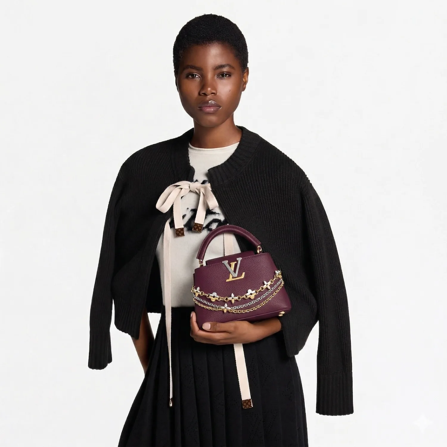Alternative view of Louis Vuitton Capucines Mini Top Handle Bag / Plum Purple Silver/ Gold Hardware