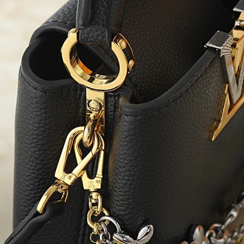 Louis Vuitton Capucines Mini Top Handle Bag / Black Silver Hardware - Image 6