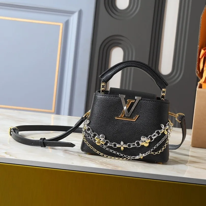 Alternative view of Louis Vuitton Capucines Mini Top Handle Bag / Black Silver Hardware