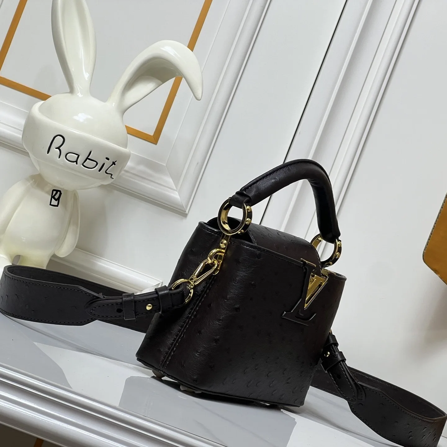 Louis Vuitton Capucines Mini Top Handle Bag / Dark Brown Gold Hardware - Image 3