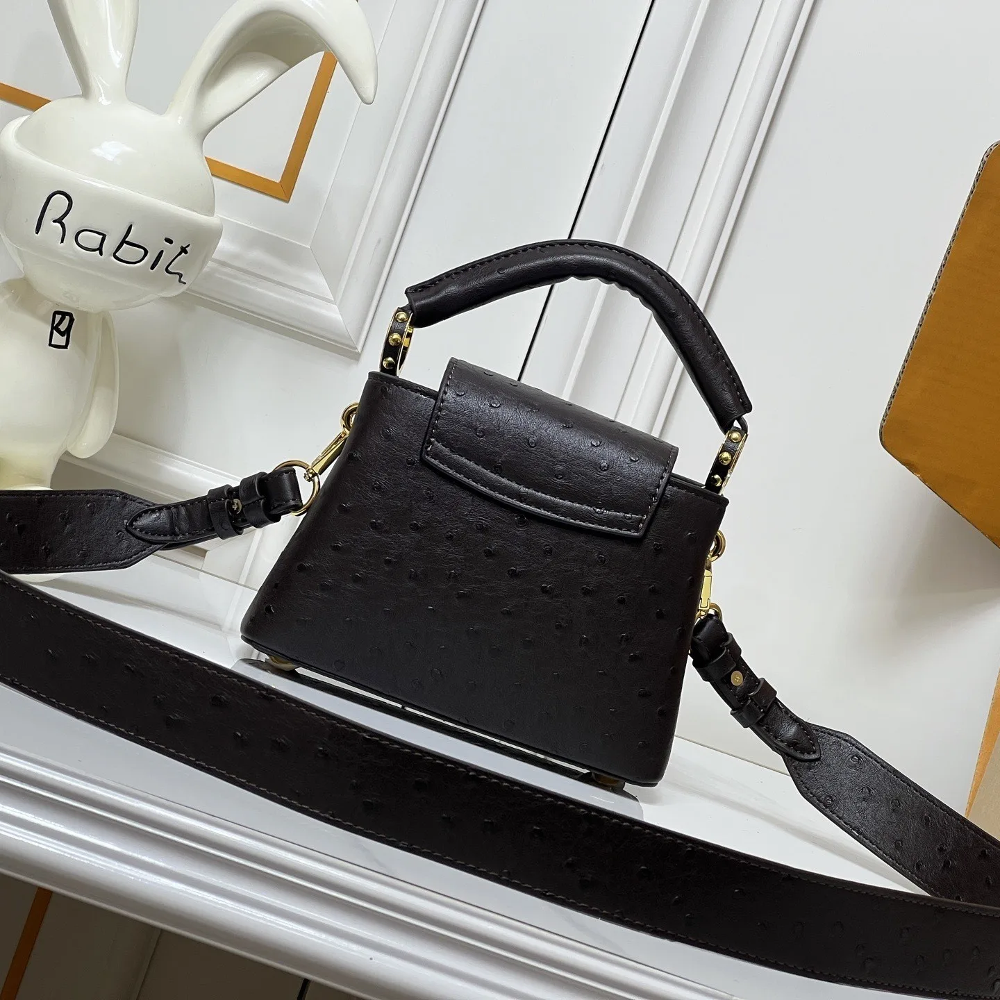 Louis Vuitton Capucines Mini Top Handle Bag / Dark Brown Gold Hardware - Image 4