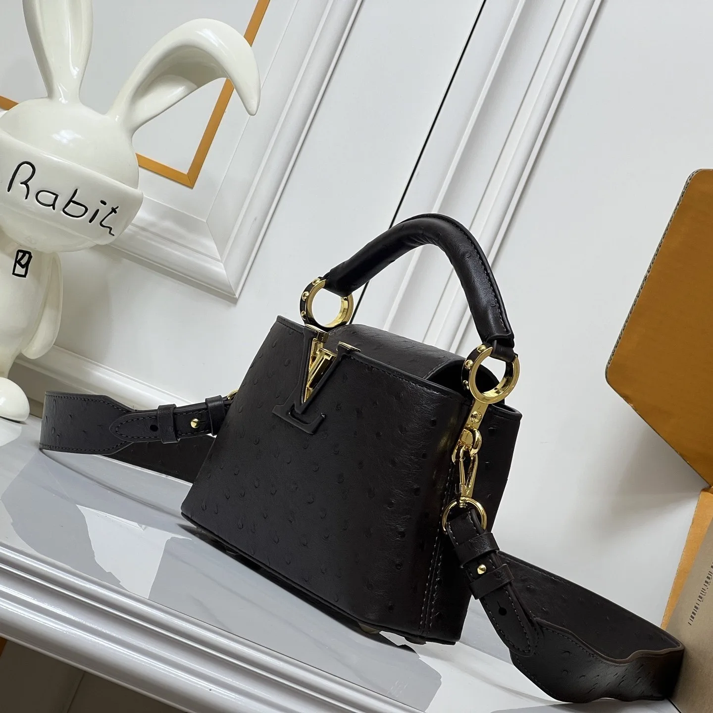 Louis Vuitton Capucines Mini Top Handle Bag / Dark Brown Gold Hardware - Image 5