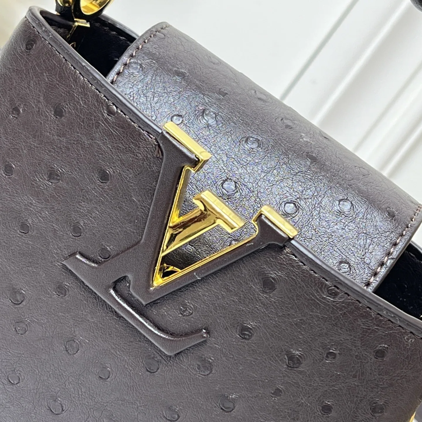 Louis Vuitton Capucines Mini Top Handle Bag / Dark Brown Gold Hardware - Image 8